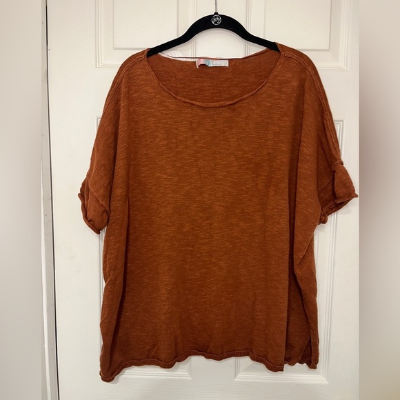 FP BEACH Winnie Oversized Sweater Tee Sz S Bran Boxy Oversized Linen Blend - Picture 4 of 9